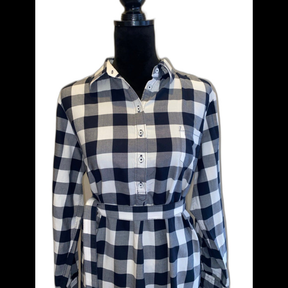 Brooks Brothers Collared Shirt Dress Black & White Buffalo Check Size 14  Cotton - Picture 1 of 11